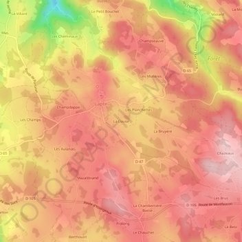 Topografische kaart La Dause, hoogte, reliëf