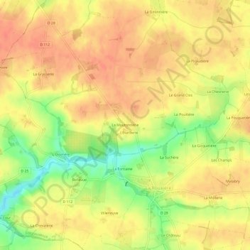 Topografische kaart La Moutonnerie, hoogte, reliëf