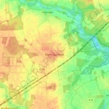Topografische kaart Klein Süstedt, hoogte, reliëf
