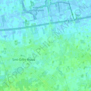 Topografische kaart Okkevoorde, hoogte, reliëf