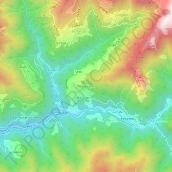 Topografische kaart Retignano, hoogte, reliëf
