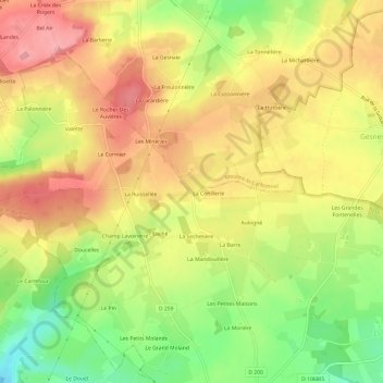 Topografische kaart Le Moulinet, hoogte, reliëf