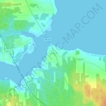 Topografische kaart Cocagne, hoogte, reliëf