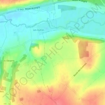 Topografische kaart Les Moreaux, hoogte, reliëf