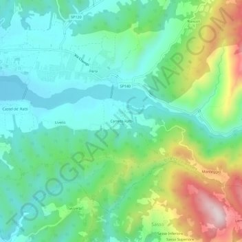Topografische kaart Cerreto Ratti, hoogte, reliëf
