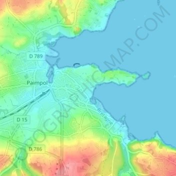 Topografische kaart Kerdreiz, hoogte, reliëf