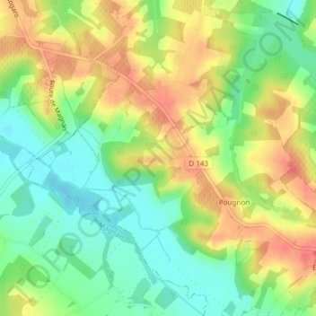 Topografische kaart Izaute, hoogte, reliëf