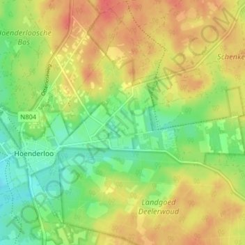 Topografische kaart De Krim, hoogte, reliëf