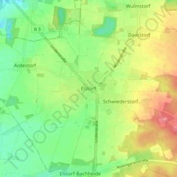 Topografische kaart Elstorf, hoogte, reliëf