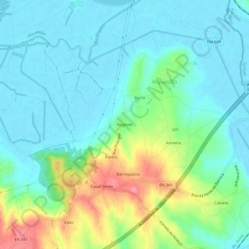 Topografische kaart Negrote, hoogte, reliëf
