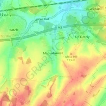 Topografische kaart Mapledurwell, hoogte, reliëf