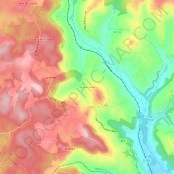 Topografische kaart La Meynarde, hoogte, reliëf