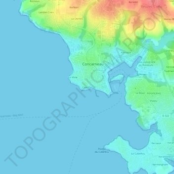 Topografische kaart Coat Pin, hoogte, reliëf