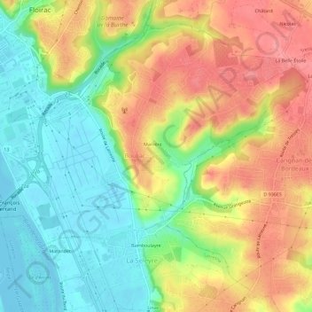 Topografische kaart Berliquet, hoogte, reliëf