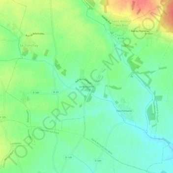 Topografische kaart Le Brosseron, hoogte, reliëf