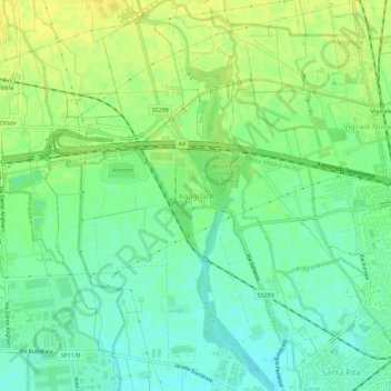 Topografische kaart Agognate, hoogte, reliëf
