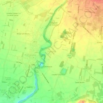 Topografische kaart Firmano, hoogte, reliëf