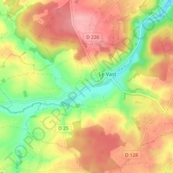 Topografische kaart Les Rues, hoogte, reliëf