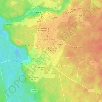 Topografische kaart La Houna, hoogte, reliëf