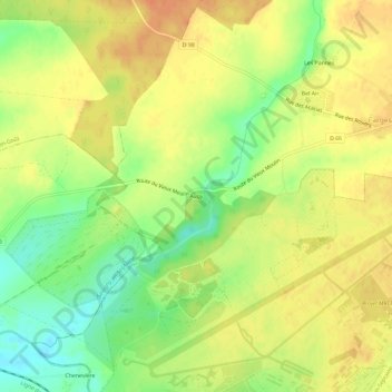Topografische kaart Augy, hoogte, reliëf