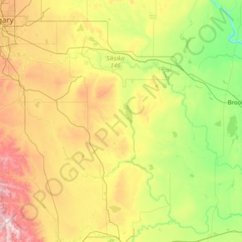 Topografische kaart Vulcan, hoogte, reliëf