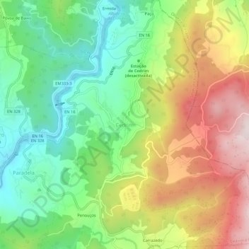 Topografische kaart Cedrim, hoogte, reliëf