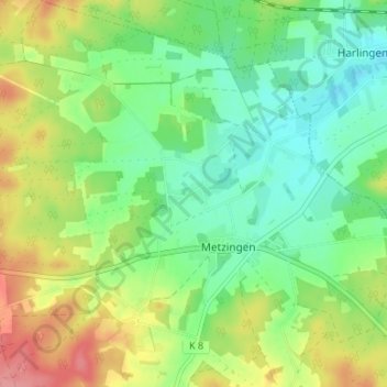 Topografische kaart Bredenbock, hoogte, reliëf