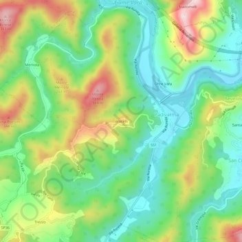 Topografische kaart Bracelli, hoogte, reliëf