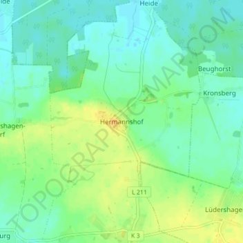 Topografische kaart Hermannshof, hoogte, reliëf