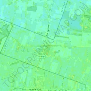 Topografische kaart Een-West, hoogte, reliëf