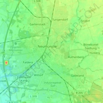 Topografische kaart Neumünster, hoogte, reliëf