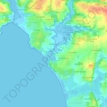Topografische kaart Le Loch, hoogte, reliëf