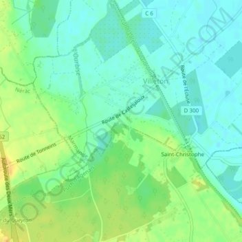 Topografische kaart Buros, hoogte, reliëf