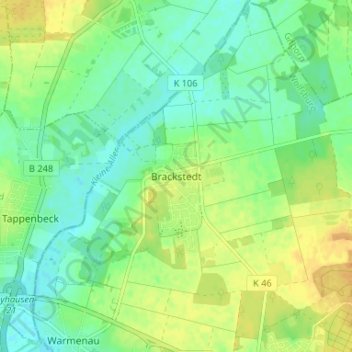 Topografische kaart Brackstedt, hoogte, reliëf