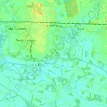 Topografische kaart Farwick, hoogte, reliëf