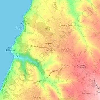 Topografische kaart Bolembre, hoogte, reliëf