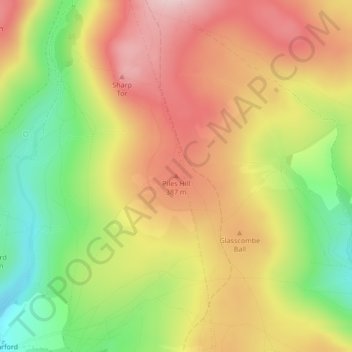 Topografische kaart Piles Hill, hoogte, reliëf