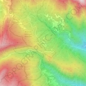 Topografische kaart Le Regine, hoogte, reliëf