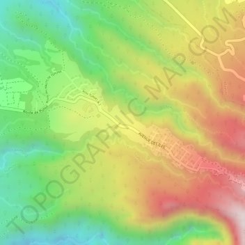 Topografische kaart Puunui, hoogte, reliëf