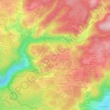 Topografische kaart La Breuche, hoogte, reliëf