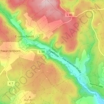 Topografische kaart Eichelhütte, hoogte, reliëf