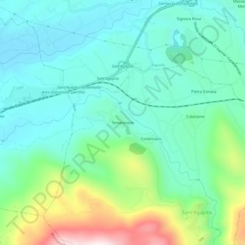 Topografische kaart Temennotte, hoogte, reliëf