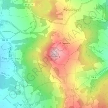 Topografische kaart Armesberg, hoogte, reliëf