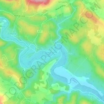 Topografische kaart Hameau de Vignaubière, hoogte, reliëf