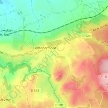 Topografische kaart Le Hameau Drouet, hoogte, reliëf