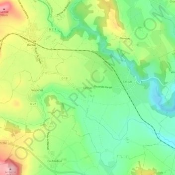 Topografische kaart Connac, hoogte, reliëf