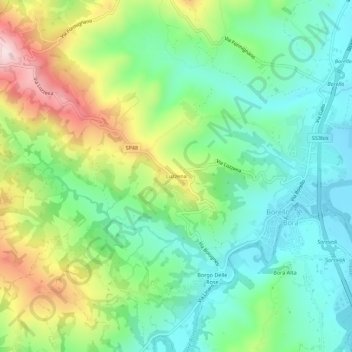 Topografische kaart Luzzena, hoogte, reliëf