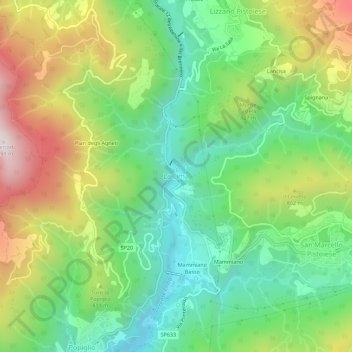 Topografische kaart La Lima, hoogte, reliëf