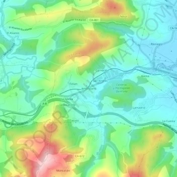 Topografische kaart Ambrosero, hoogte, reliëf