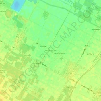 Topografische kaart Molino Vecchio, hoogte, reliëf